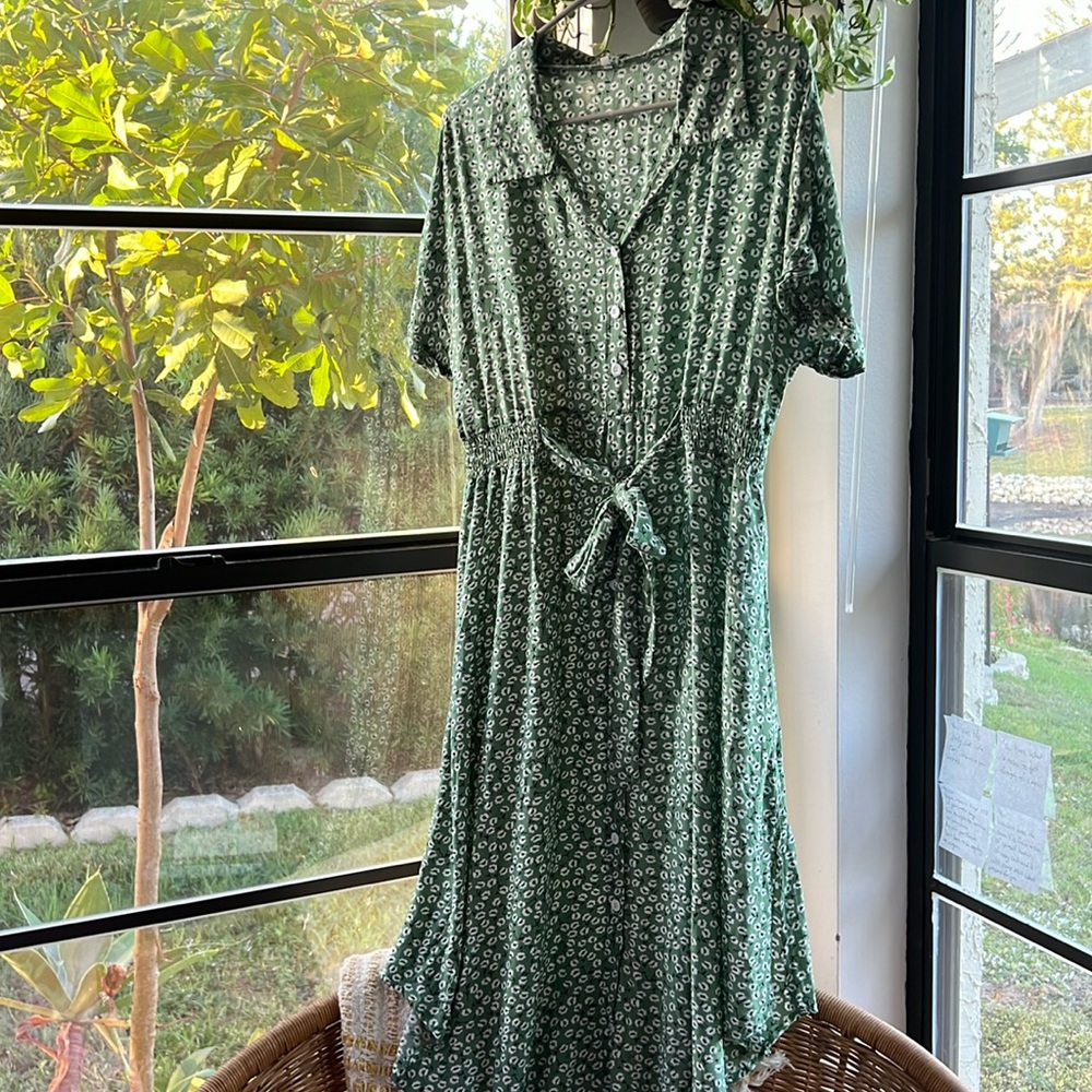Green floral dress